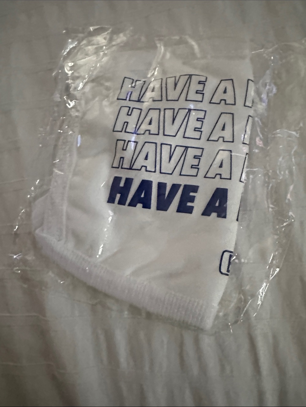 Babe White Graphic face mask - Have A Nice Day Print